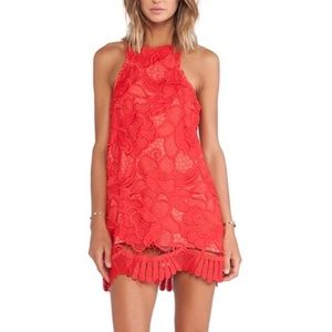 Lovers + Friends Red Lace Mini Dress - Size S